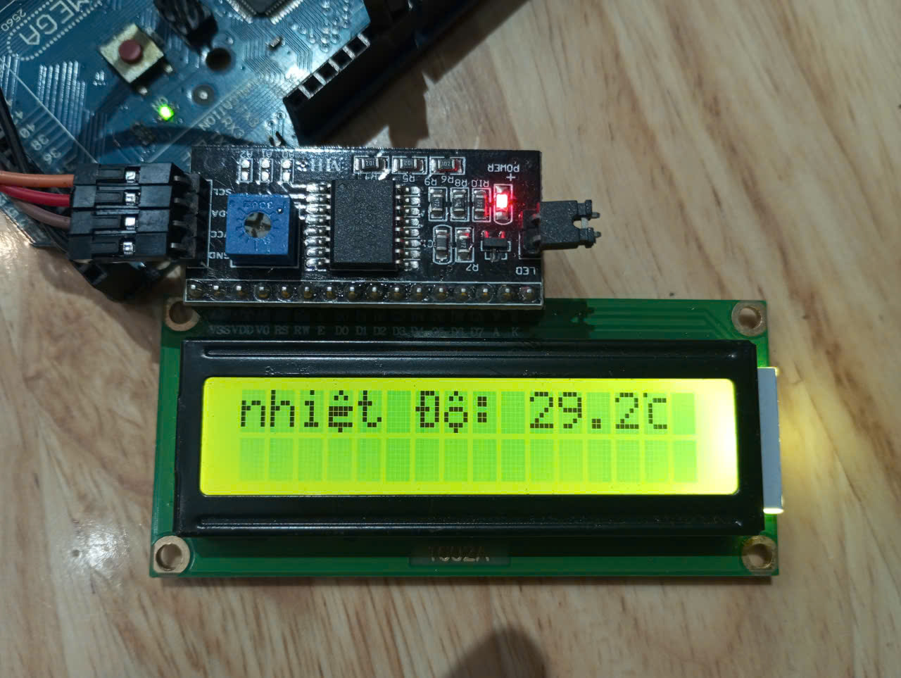 LCD hiển thị nhiệt độ tiếng Việt với ký tự độ C